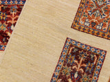 handmade Geometric Khorgeen Beige Red Hand Knotted RECTANGLE 100% WOOL area rug 3x5