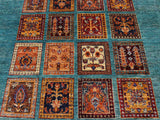 handmade Geometric Khorgeen Green Rust Hand Knotted RECTANGLE 100% WOOL area rug 4x6