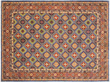 handmade Geometric Kazak Lt. Blue Red Hand Knotted RECTANGLE 100% WOOL area rug 10x14
