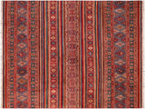handmade Geometric Khorgeen Blue Red Hand Knotted RECTANGLE 100% WOOL area rug 8x10