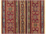 handmade Geometric Khorgeen Red Blue Hand Knotted RECTANGLE 100% WOOL area rug 3x5