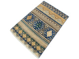 handmade Geometric Khorgeen Gray Blue Hand Knotted RECTANGLE 100% WOOL area rug 2x4