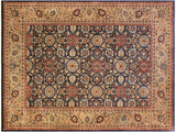 handmade Traditional Agra Tabriz Blue Tan Hand Knotted RECTANGLE 100% WOOL area rug 10x14