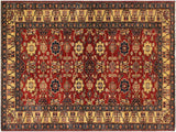 handmade Geometric Super Kazak Red Beige Hand Knotted RECTANGLE 100% WOOL area rug 4x6
