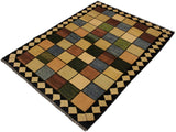 Contemporary Gabbeh Geri Beige/Black Wool Rug - 4'0'' x 5'4''