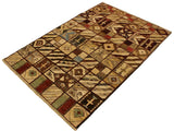 Boho Chic Gabbeh Dayna Brown/Green Wool Rug - 3'11'' x 5'7''