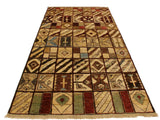 Boho Chic Gabbeh Dayna Brown/Green Wool Rug - 3'11'' x 5'7''