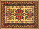 handmade Geometric Super Kazak Gold Red Hand Knotted RECTANGLE 100% WOOL area rug 5x6