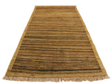Bohemian Gabbeh Suzanna Beige/Green Wool Rug - 3'0'' x 4'9''