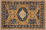 handmade Geometric Kafkaz Chobi Ziegler Orange Blue Hand Knotted RECTANGLE 100% WOOL area rug 9 x 12