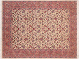handmade Traditional Tabriz Beige Pink Hand Knotted RECTANGLE 100% WOOL area rug 8x11