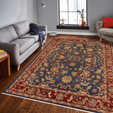 handmade Traditional Kafkaz Chobi Ziegler Blue Red Hand Knotted RECTANGLE 100% WOOL area rug 9 x 12