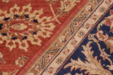 handmade Traditional Kafkaz Chobi Ziegler Peach Blue Hand Knotted RECTANGLE 100% WOOL area rug 9 x 11