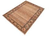 Contemporary Gabbeh Marquett Beige/Rust Wool Rug - 6'1'' x 9'5''