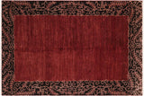 Handmade Kafakz Chobi Ziegler Modern Contemporary Red Black Hand Knotted Rectangel Hand Knotted 100% Vegetable Dyed wool area rug 6 x 10