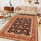 handmade Traditional Kafkaz Chobi Ziegler Aubergine Dull Orange Hand Knotted RECTANGLE 100% WOOL area rug 9 x 12